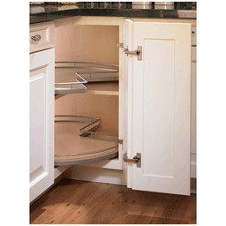 28" Kidney Shaped 2-Tray Shelf Kit with Attached Bearing, Champagne/Maple