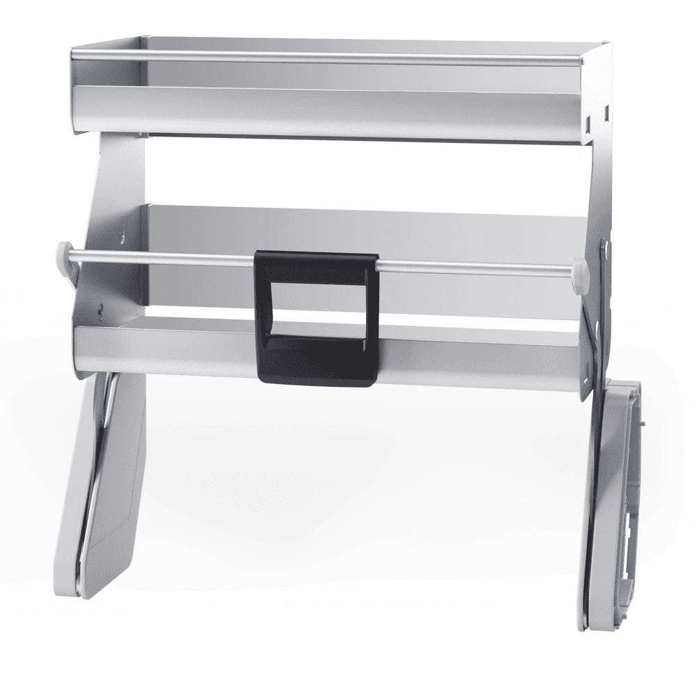 iMove 2-Tray Pull-Down Shelf with Soft-Open/Soft-Close for 21" Cabinet Opening, Silver/White