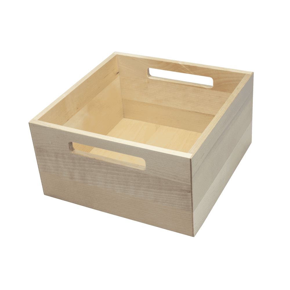 8-3/8" StraightLine Square Wooden Box with Grip Holes, Birch