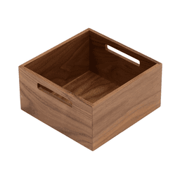 8-3/8" StraightLine Square Wooden Box with Grip Holes, Walnut