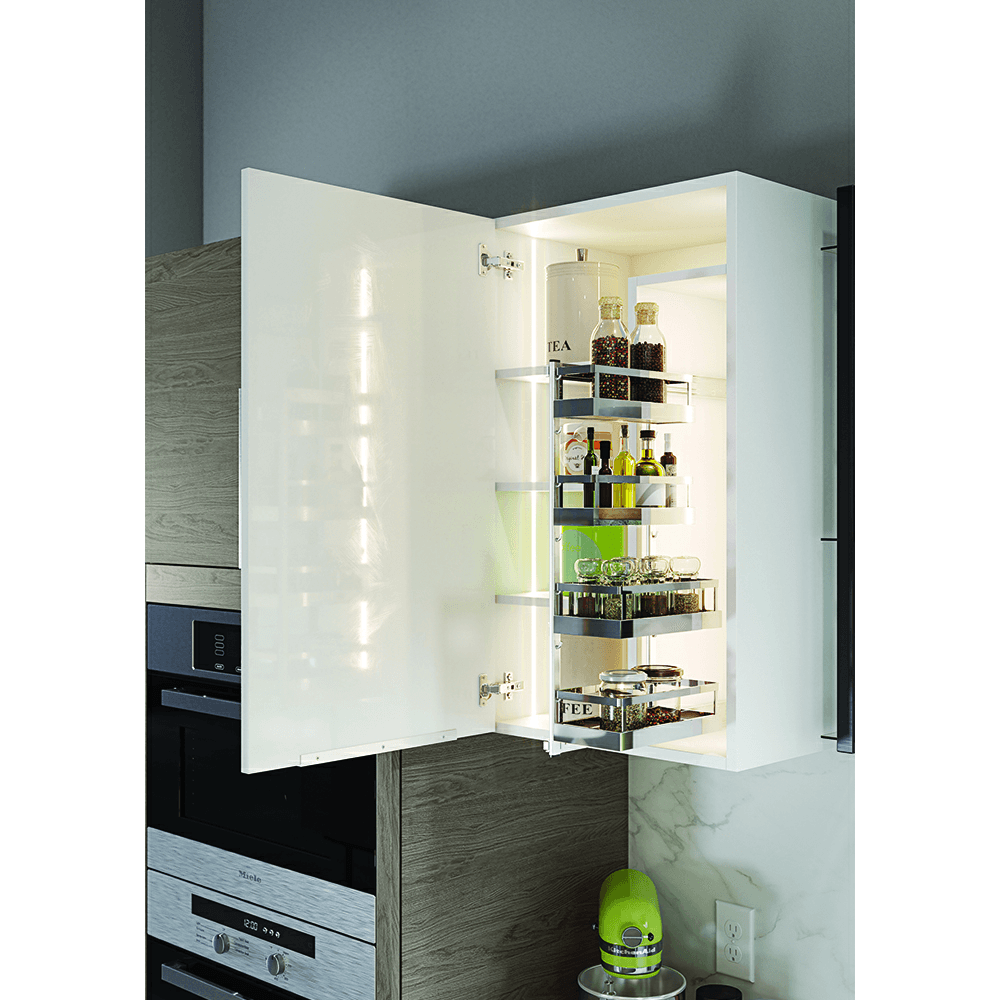 5" 4-Tray Spice Rack Kit with Arena Plus Style Shelves/Door Mounted, Chrome/Anthracite