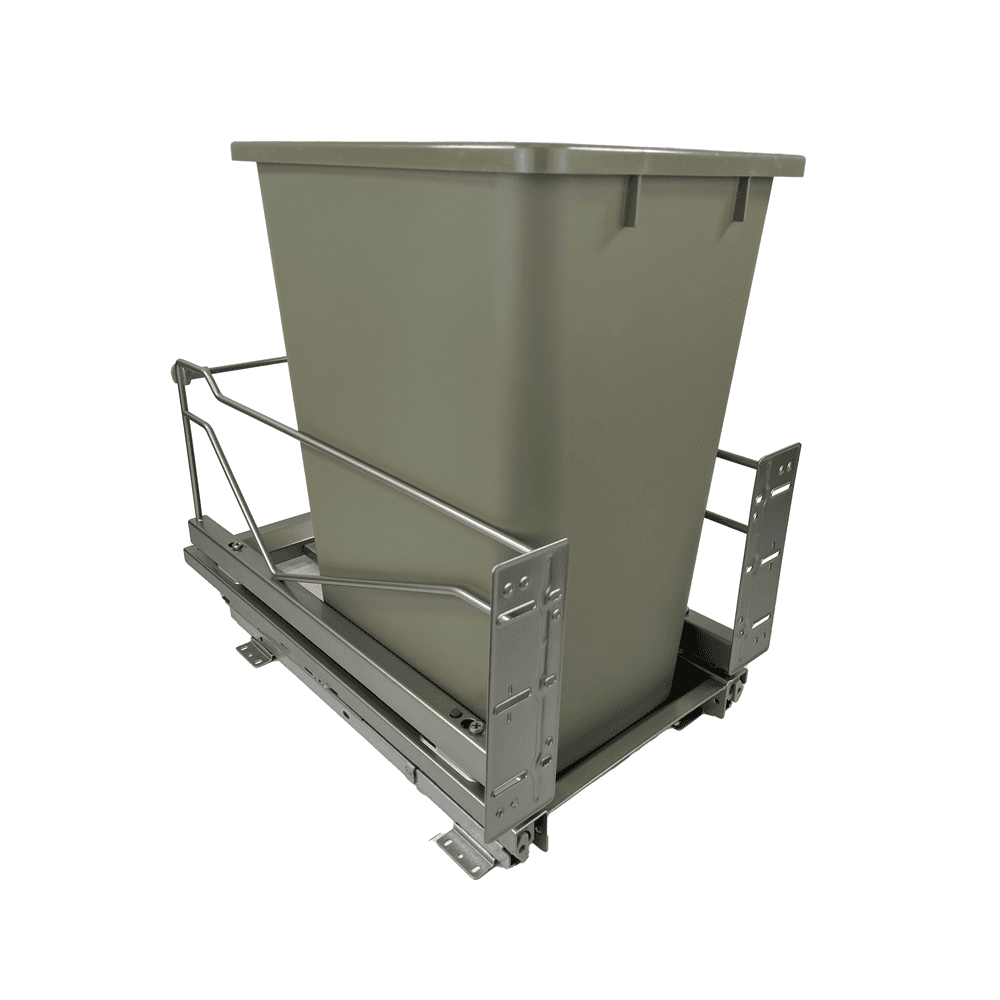Single 52 QT Bottom-Mount Wastebin Pull-Out Kit with Soft-Open/Soft-Close, Champagne