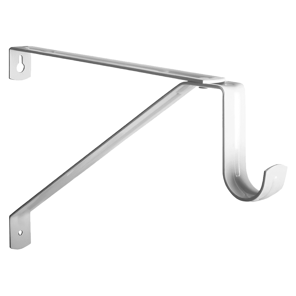 12" Long Adjustable Shelf Support for 1-1/16" Closet Rods, Bright White Finish