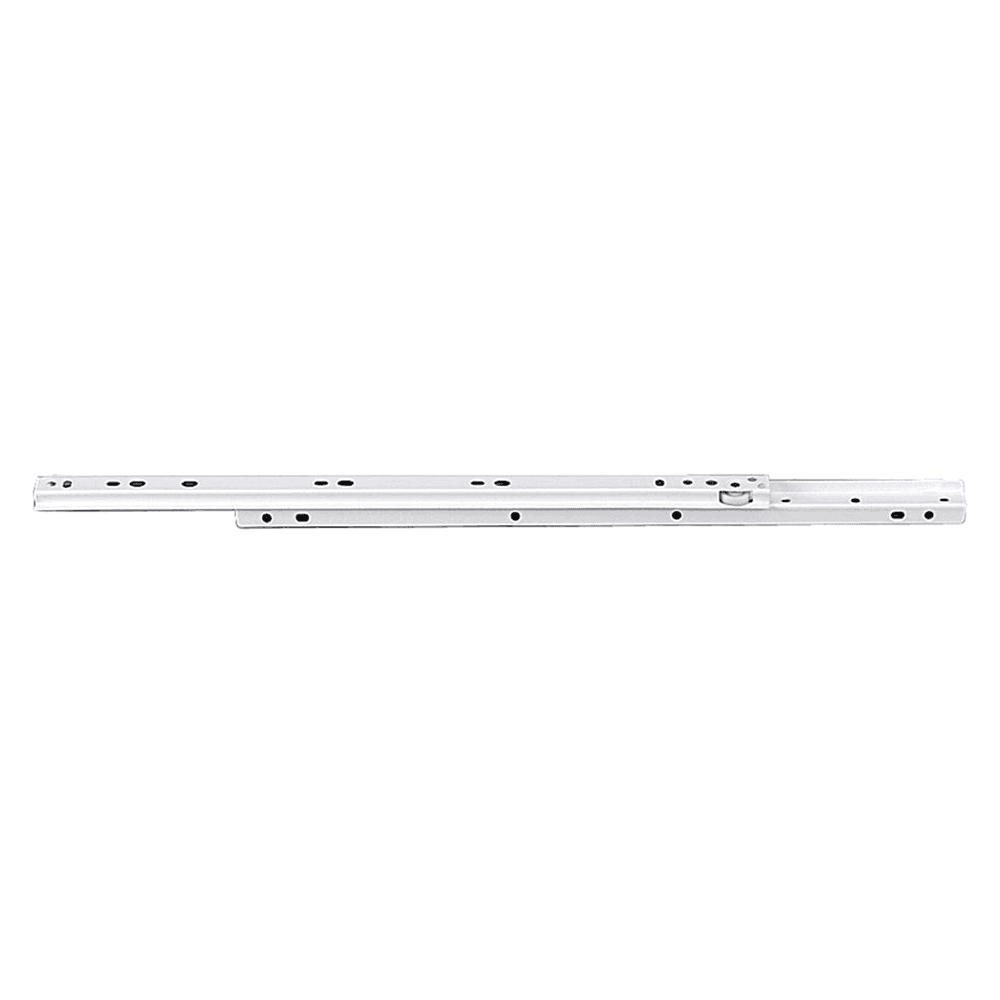 1284 Epoxy Coated Euro Drawer Slide with 75lb Capacity, 3/4 Extension, Stay-Close, Side-Mount, White, 18", Polybag