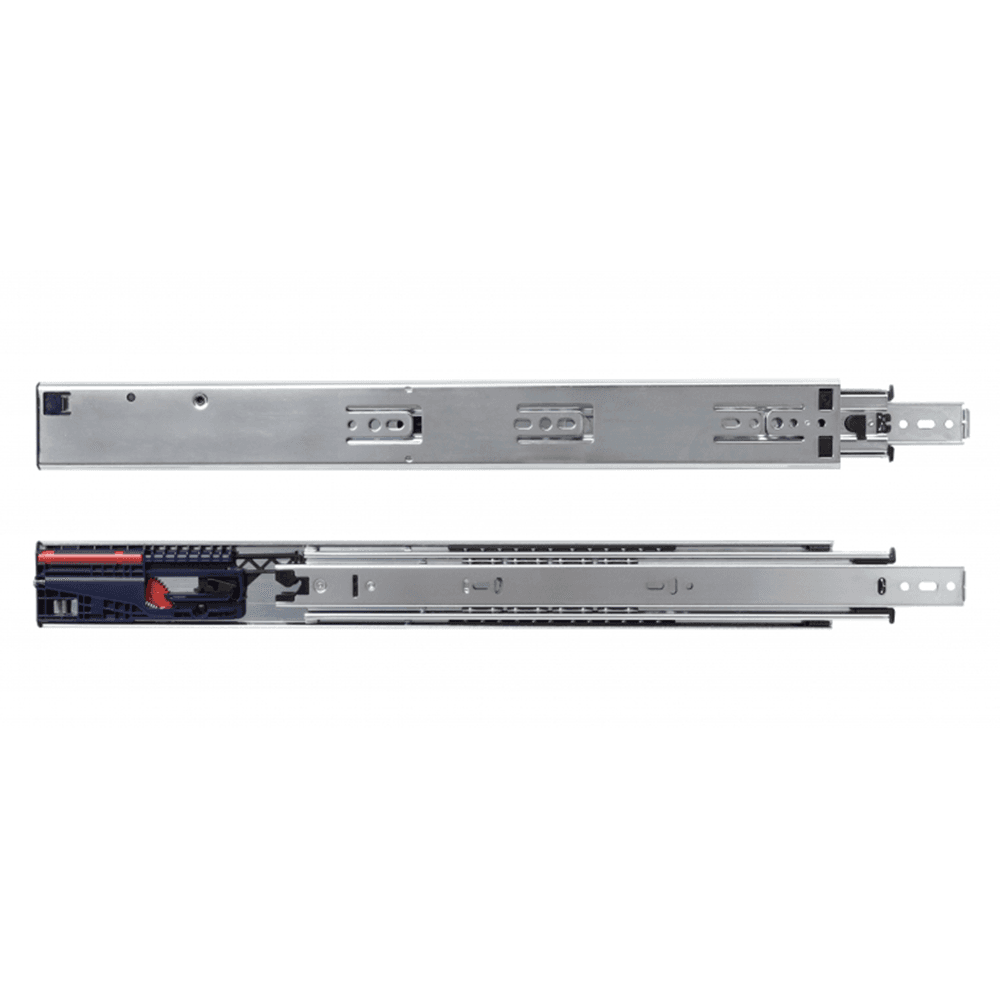 8655FM Heavy-Duty Drawer Slide with 140lb Capacity, Overtravel Extension, Side-Mount, Soft-Closing, Zinc, 18