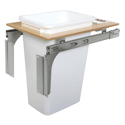 Single 50 QT Top-Mount Waste Container Pullout for 1-1/2" Face Frame, White