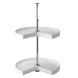 18" Kidney 2 Tray Lazy Susan, White