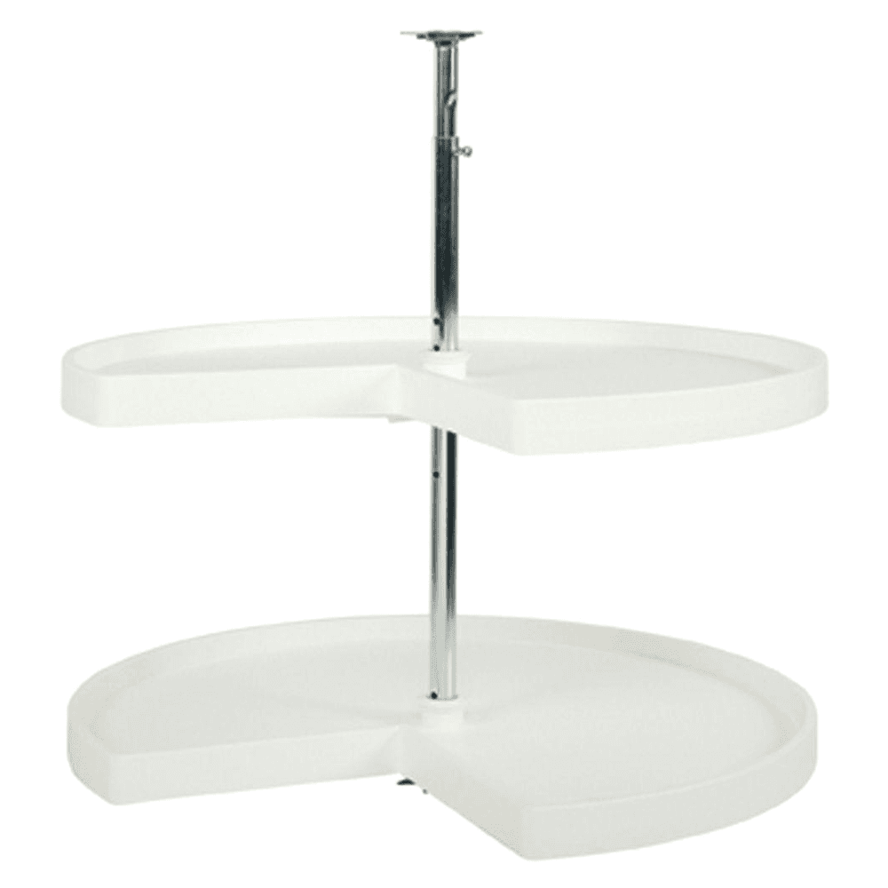 32" Kidney 2 Tray Lazy Susan, White