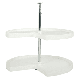24" Kidney 2 Tray Lazy Susan, White