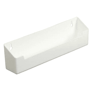14" White Slim Line Sink Tip-Out Tray Without Tab Stop