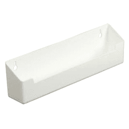 14" White Slim Line Sink Tip-Out Tray Without Tab Stop