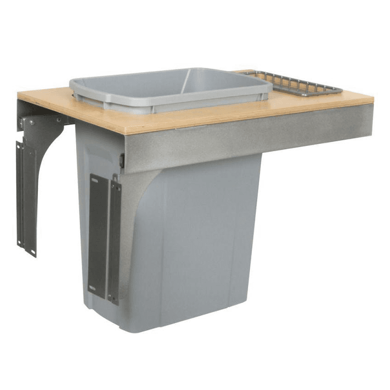 Single 35 QT Top-Mount Waste Container, Platinum