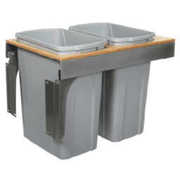 Double 35 QT Top-Mount Waste Container Pullout, Soft-Closing, Platinum