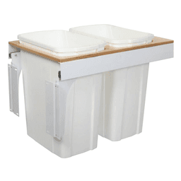 Double 35 QT Top-Mount Waste Container Pullout with Soft-Closing for 15" Width Cabinet Opening, White