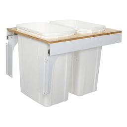 Double 35 QT Top-Mount Waste Container Pullout with Soft-Closing for 17-1/2" Width Cabinet Opening, White