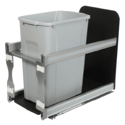 Single 35 QT Under-Mount Waste Container Pullout, Soft-Closing for 12" Opening Width, Platinum