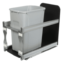 Single 35 QT Under-Mount Waste Container Pullout, Soft-Closing for 12" Opening Width, Platinum
