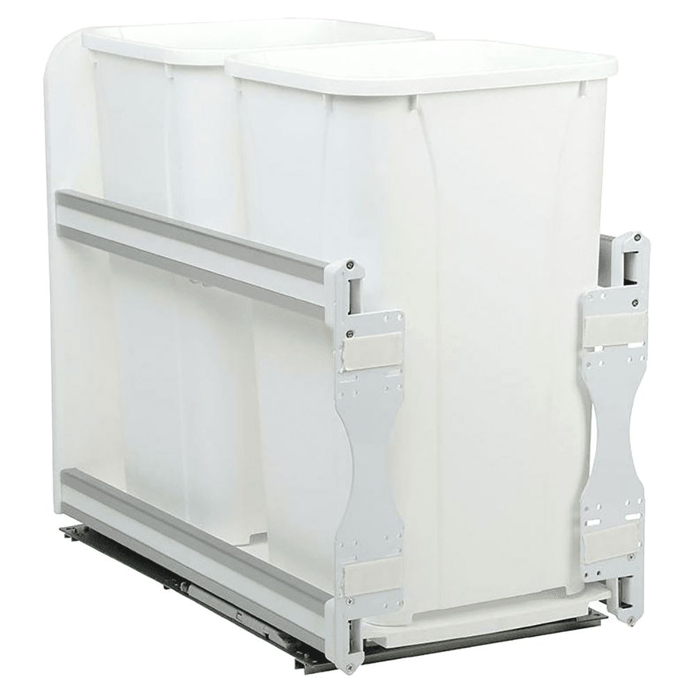 USC Double 27 QT Bottom-Mount Waste Container Pullout with Soft-Closing, White