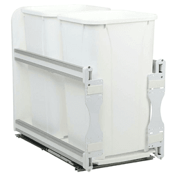 USC Double 27 QT Bottom-Mount Waste Container Pullout with Soft-Closing, White