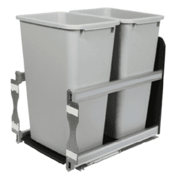 Double 50 QT Bottom-Mount Waste Container Pullout, Soft-Closing, Platinum