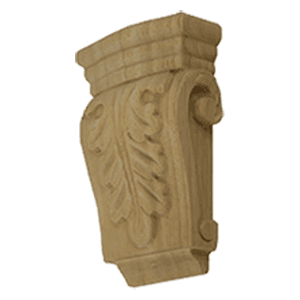 5-1/2" x 3-1/2" x 1-1/4" Low Profile Acanthus Corbel, Alder