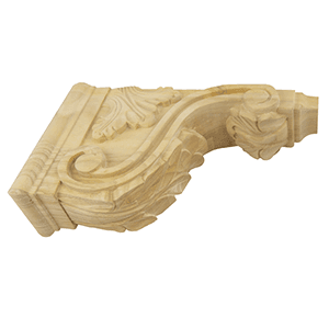 13" x 3-1/2" x 7-3/4" Acanthus Bar Bracket, Alder