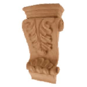6" x 1-3/8" x 2-3/4" Low Profile Acanthus Corbel, Alder