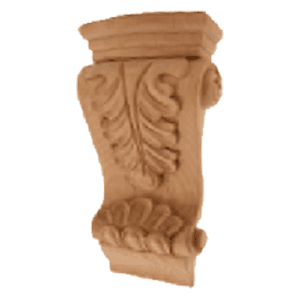 8" x 1-1/2" x 3-1/2" Low Profile Acanthus Corbel, Alder