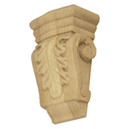 4-1/4" x 3" x 1-3/4" Mini Acanthus Corbel, Alder