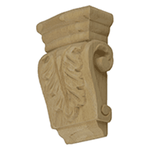 4-1/2" x 1-1/2" x 2-3/4" Low Profile Acanthus Corbel, Alder