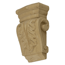 4-1/2" x 1-1/2" x 2-3/4" Low Profile Acanthus Corbel, Alder