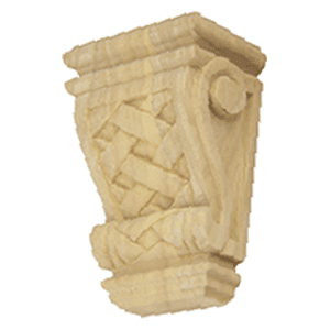 4-1/2" x 3" x 2" Mini Basket Weave Corbel, Rubberwood