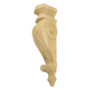 13" x 3" x 3-1/2" Basket Weave Corbel, Rubberwood