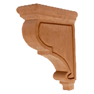 12" x 2-1/2" x 6-1/2" Narrow Mission Corbel, Rubberwood