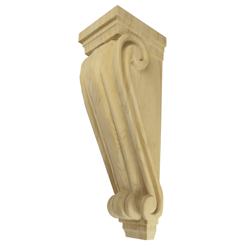 22" x 6-3/4" x 7-1/2" Large Traditional Corbel, Alder