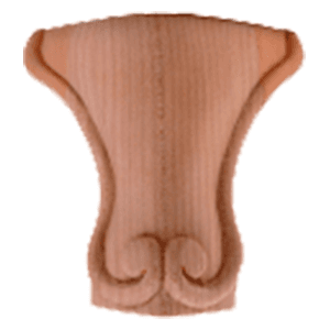 3-1/2" x 3-1/2" x 5" Carved Leg, Alder