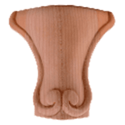 3-1/2" x 3-1/2" x 5" Carved Leg, Alder