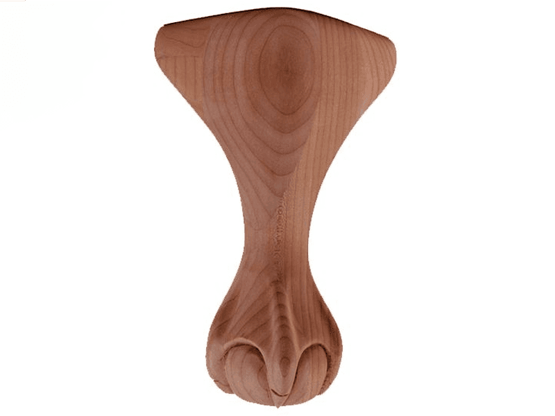 4" x 4" x 8" Ball Claw Leg, Rubberwood