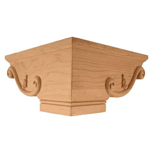 8-1/4" x 8-1/4" x 4" Pedestal Corner Foot, Rubberwood