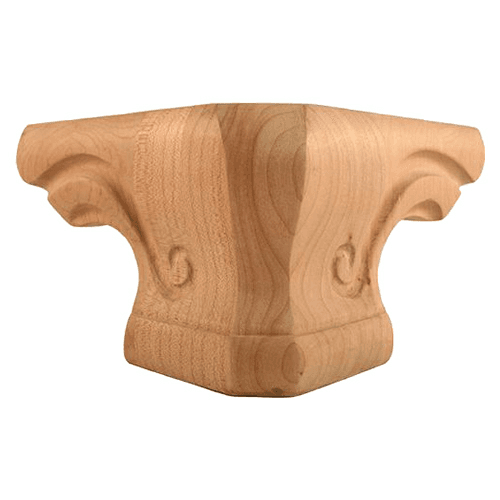 7" x 7" x 4" Round Pedestal Corner Foot, Red Oak