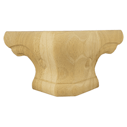 7" x 7" x 4" Rounded Pedestal Corner Foot, Rubberwood