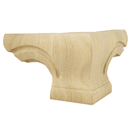 6-1/2" Wide x 4" High Pedestal Corner Foot, Rubberwood
