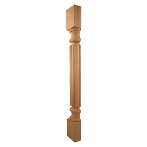 3-1/2" x 1-3/4" x 35-1/4" Half Reed Post, Rubberwood