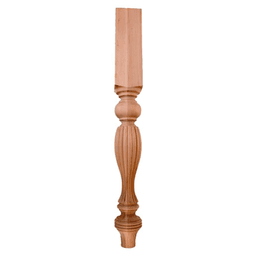 3-3/4" x 3-3/4" x 35-1/4" Tapered Fluted Post, Rubberwood