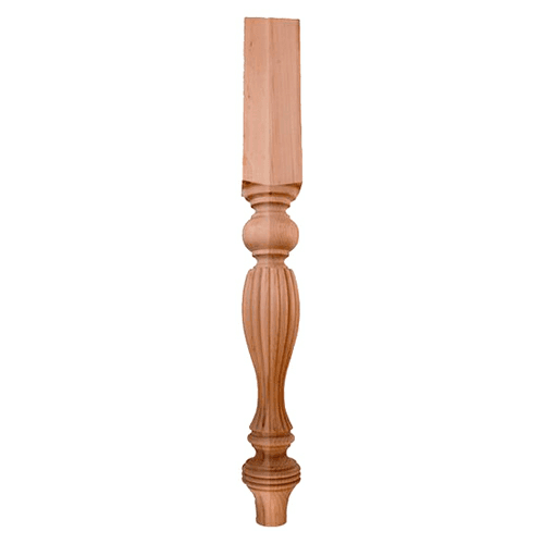 3-3/4" x 3-3/4" x 42" Tapered Fluted Post, Rubberwood
