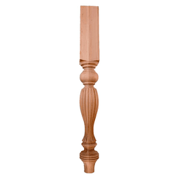 3-3/4" x 3-3/4" x 42" Tapered Fluted Post, Rubberwood