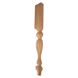 3-3/4" x 2-7/8" x 35-1/4" Half Tapered Fluted Post, Rubberwood