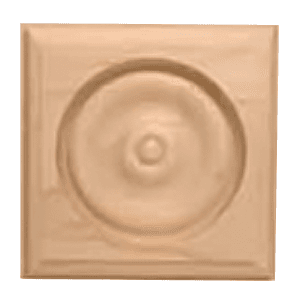 3-3/4" x 3-3/4" x 1" Rosette, Rubberwood