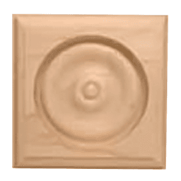 3-3/4" x 3-3/4" x 1" Rosette, Rubberwood