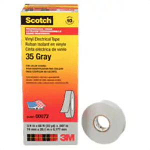 3/4" x 66" Gray Vinyl Coding Electrical Tape 35, 10 Rolls/Carton, 100 Rolls/Case